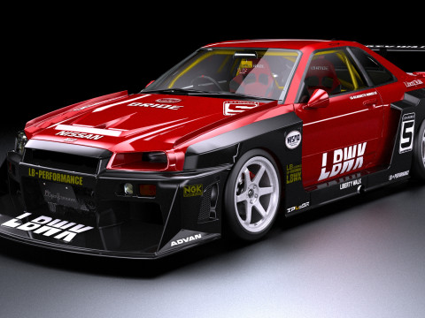 Liberty Walk Super Silhouette Nissan R34 Skyline 3D Modell