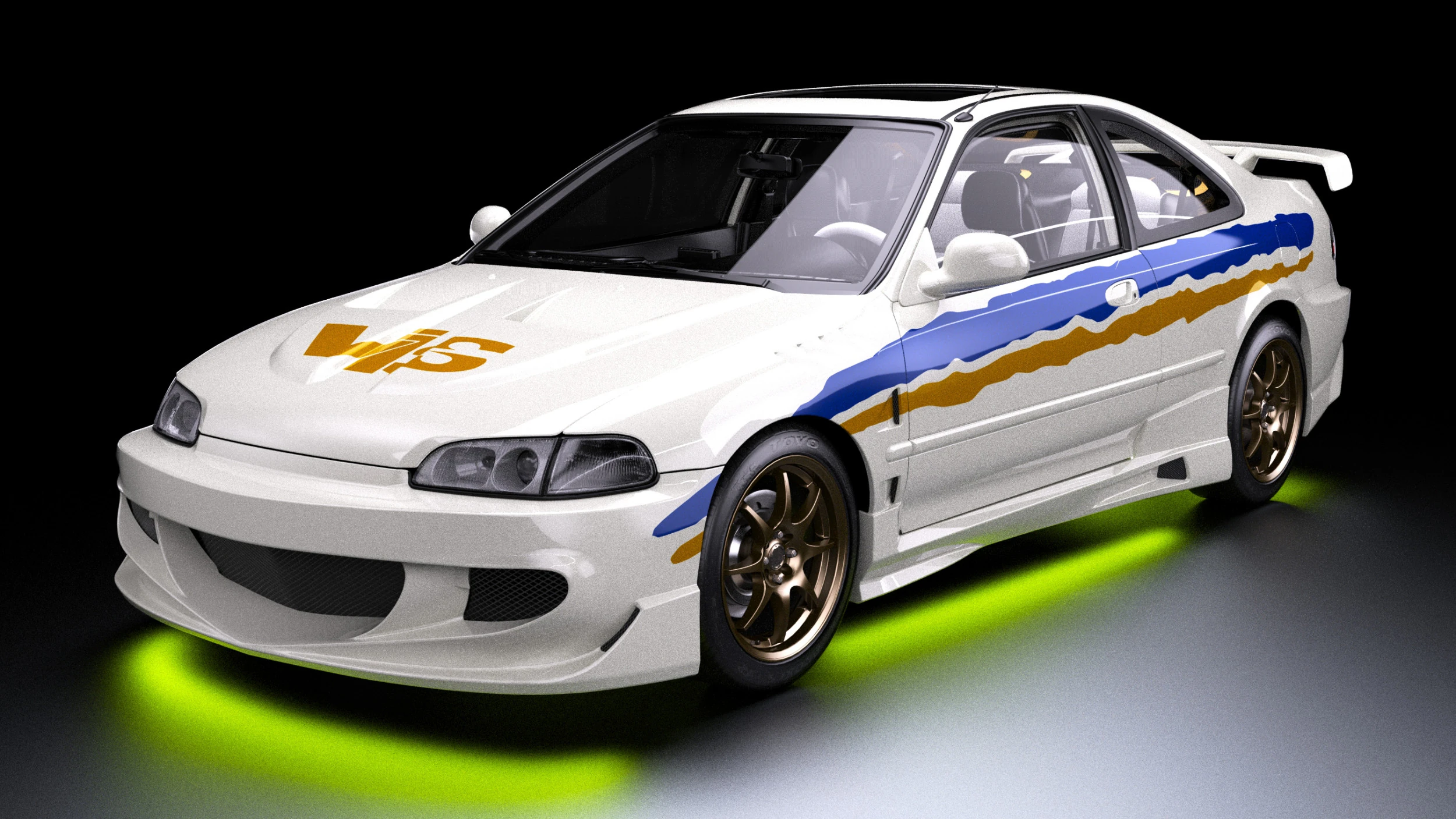 The Fast and the Furious Danny Yamatos Honda Civic EJ 3D Model .c4d .max .obj .3ds .fbx .stl .blend 