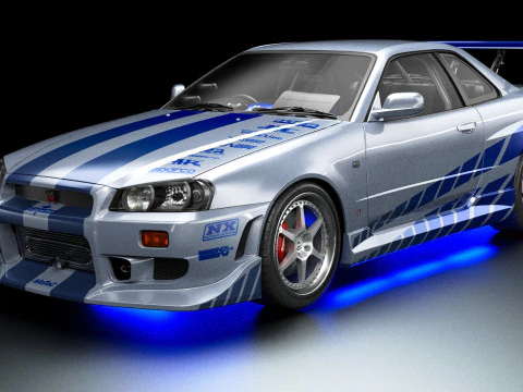 2 Fast 2 Furious R34 Nissan Skyline GT-R 3D Model