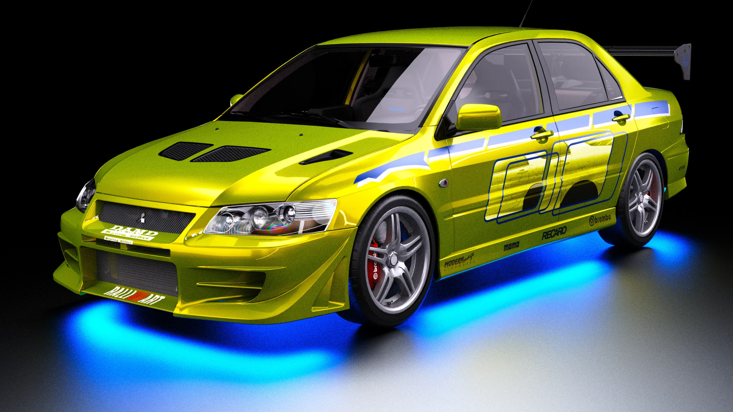 2 Fast 2 Furious Mitsubishi Lancer Evo VII 3D Model .c4d .max .obj .3ds .fbx .stl .blend 