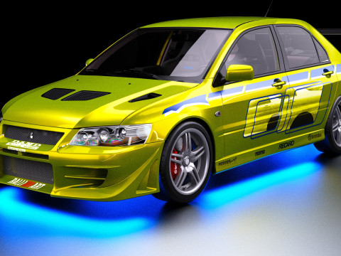 2 Fast 2 Furious Mitsubishi Lancer Evo VII 3D Modell