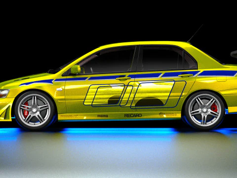 2 Fast 2 Furious Mitsubishi Lancer Evo VII 3D Model