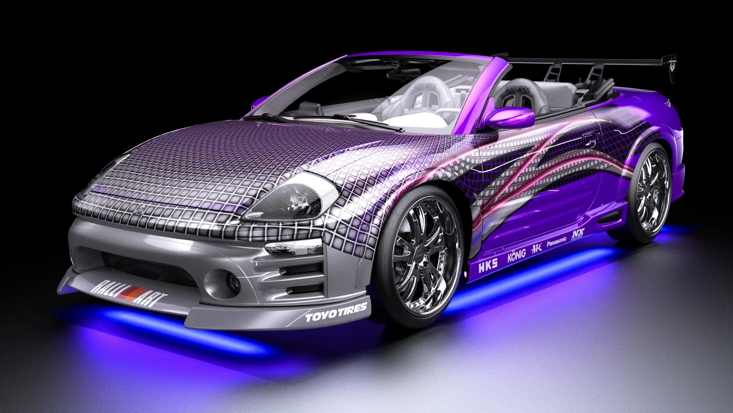 2 Fast 2 Furious Mitsubishi Eclipse Spyder GTS 3D Model .c4d .max .obj .3ds .fbx .stl .blend 