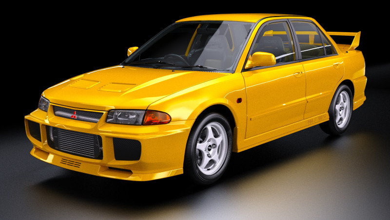Mitsubishi Lancer Evolution 3 GSR 3D Model .c4d .max .obj .3ds .fbx .stl .blend 