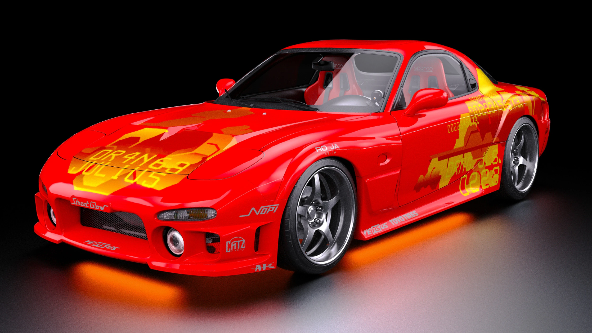 2 Fast 2 Furious Julius Mazda RX-7 FD 3D Model .c4d .max .obj .3ds .fbx .stl .blend 