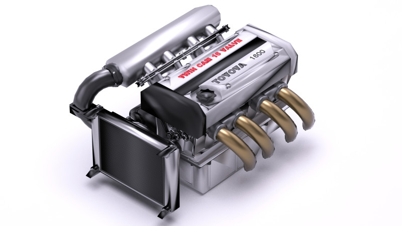 Toyota 4AGE DOHC 16 Valve Inline-4 Engine 3D Model .c4d .max .obj .3ds .fbx .stl .blend 