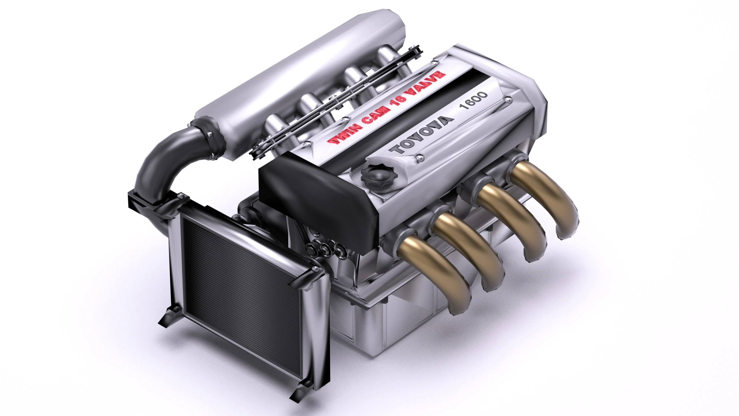 Toyota 4AGE DOHC 16 Valve Inline-4 Engine 3D Model .c4d .max .obj .3ds .fbx .stl .blend 