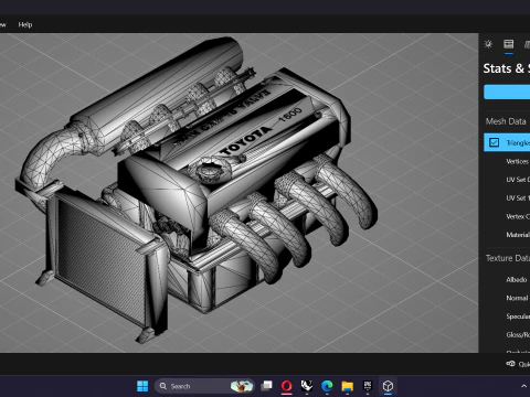 Toyota 4AGE DOHC 16 Valve Inline-4 Engine 3D Model