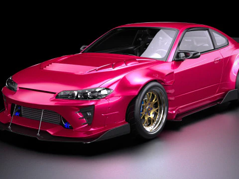 Modello sportivo Nissan Silvia S15 Lowpoly BN Modello 3D
