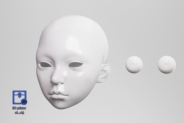 BJD doll 3D doll head model AT001 Modèles 3D en vedette .c4d .max .obj .3ds .fbx .stl .blend 