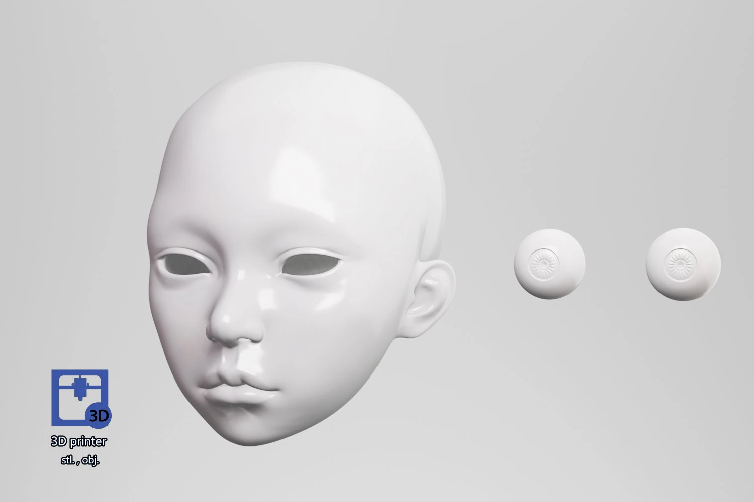 BJD doll 3D doll head model AT001 3D Print Model .c4d .max .obj .3ds .fbx .stl .blend 