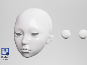 BJD doll 3D doll head model AT001 3D 打印模型