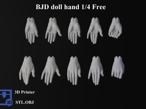 BJD doll 3D doll hand model AT001 3D print Free model Free 3D 打印模型