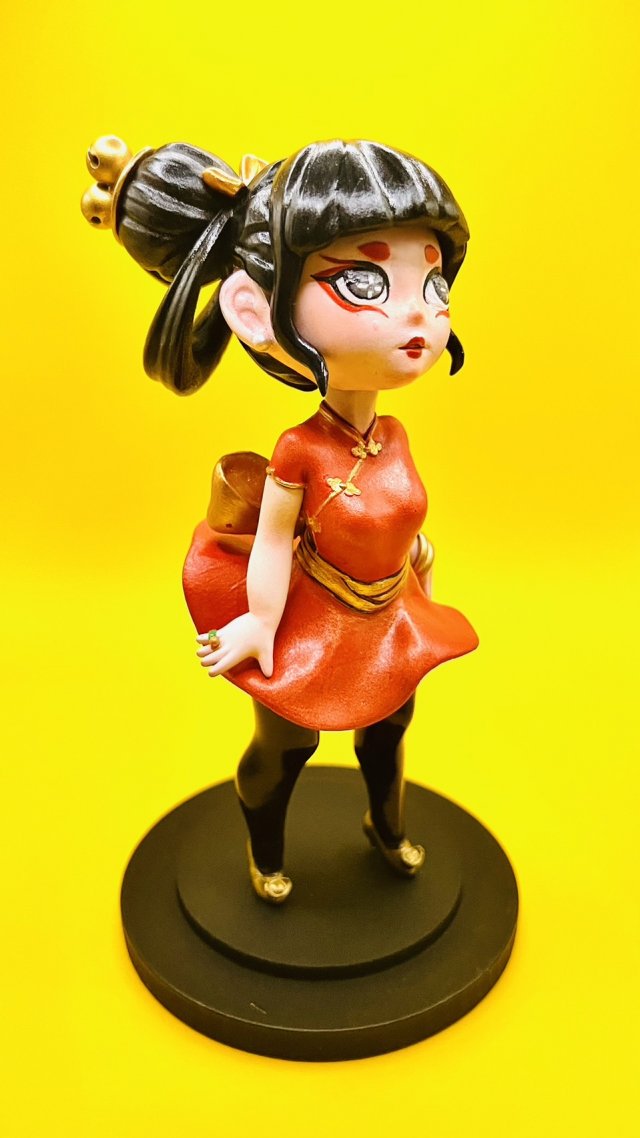 Chinese Girl Statue Wearing a Shaking Skirt 3D print model 3Dプリントモデル .c4d .max .obj .3ds .fbx .stl .blend 