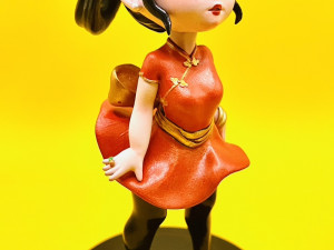 Chinese Girl Statue Wearing a Shaking Skirt 3D print model 3D 打印模型