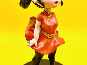揺れるスカートをはいた中国の少女像3Dプリントモデル 3Dプリントモデル