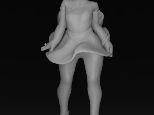 Chinese Girl Statue Wearing a Shaking Skirt 3D print model 3Dプリントモデル