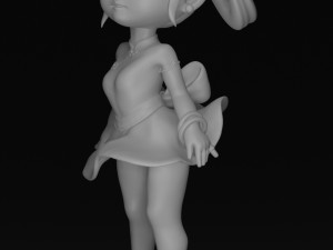 Chinese Girl Statue Wearing a Shaking Skirt 3D print model 3Dプリントモデル