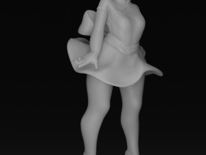 Chinese Girl Statue Wearing a Shaking Skirt 3D print model 3Dプリントモデル