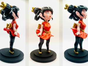 Chinese Girl Statue Wearing a Shaking Skirt 3D print model 3Dプリントモデル