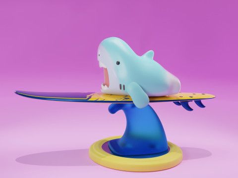 Shark playing serf free 3D Print Model