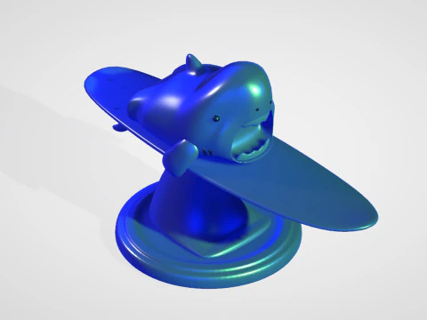 Shark playing serf free 3D Print Model