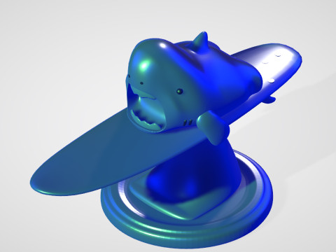 Shark playing serf free 3D Print Model