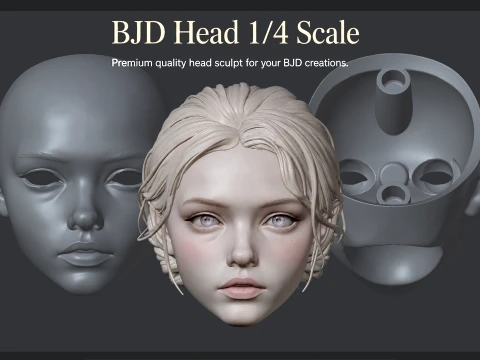 Fichier STL de t&ecirc;te BJD avec m&eacute;canisme de rotation des yeux M0669 Mod&egrave;le d'impression 3D Modèle 3D