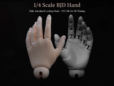 BJD Articulated Locking Hands Poseable Fingers STL File 3D print model 3D Print Model