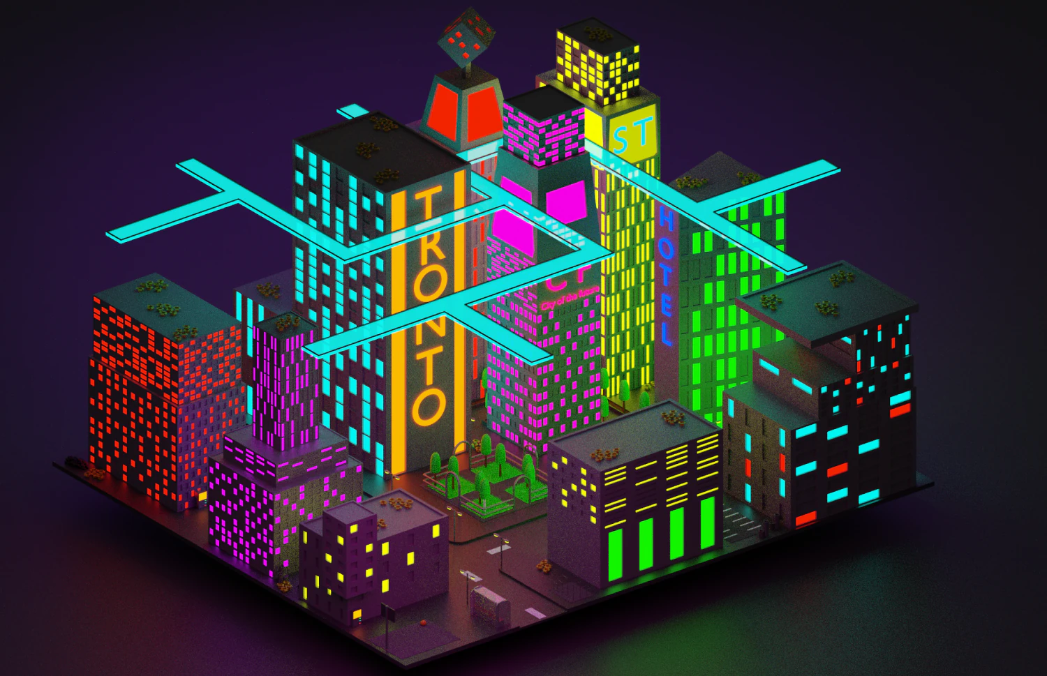 City of the future 3D Model .c4d .max .obj .3ds .fbx .stl .blend 