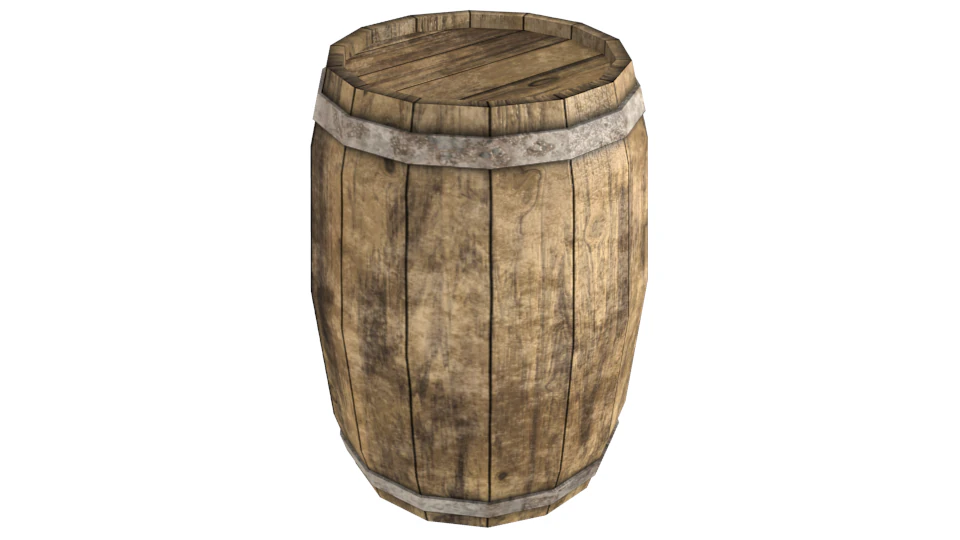Barrel Wood 3D Model .c4d .max .obj .3ds .fbx .stl .blend 