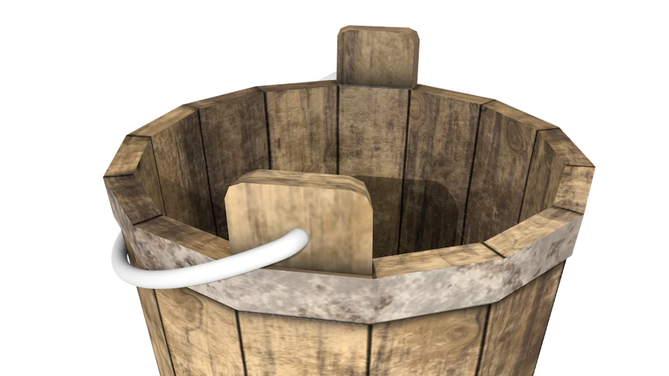 Bucket Wood 3D Model .c4d .max .obj .3ds .fbx .stl .blend 