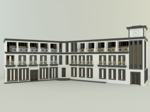 White hotel building model Modello 3D