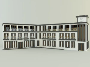 Modello di edificio alberghiero bianco Modello 3D