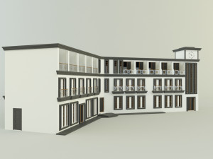 White hotel building model 3D Модель
