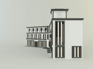 White hotel building model 3D Модель