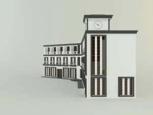 White hotel building model 3D Model