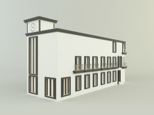 White hotel building model 3D Модель