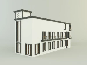 White hotel building model 3D Model