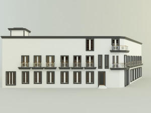 White hotel building model 3D Модель
