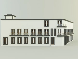 White hotel building model 3D Model