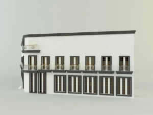 White hotel building model 3D Model