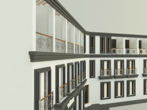 White hotel building model 3D Модель