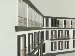 White hotel building model 3D Model