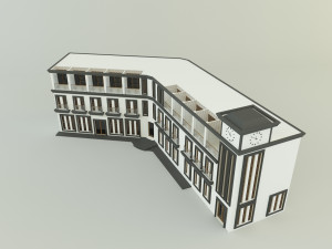 White hotel building model 3D Модель