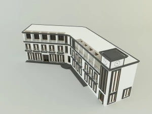 White hotel building model 3D Model