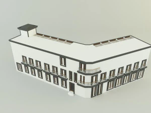 White hotel building model 3D Model
