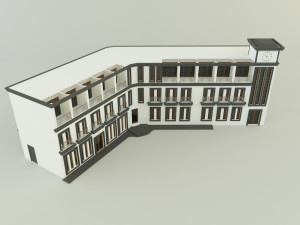 White hotel building model 3D Модель