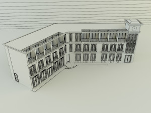 White hotel building model 3D Модель