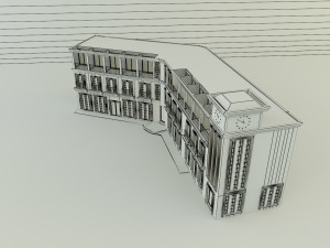 White hotel building model 3D Модель